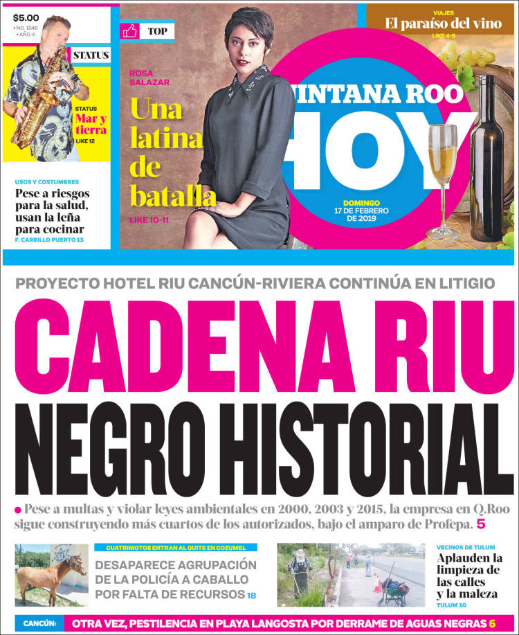 Periódico Quintana Roo HOY (México). Periódicos De México. Edición De ...