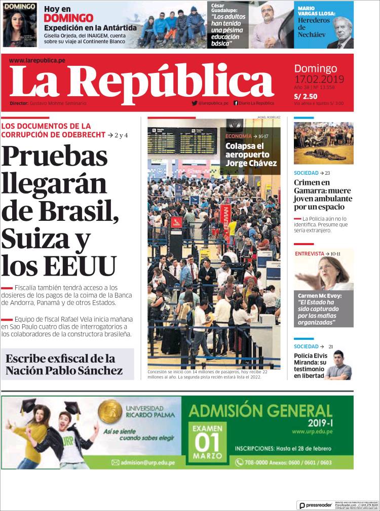 Portada de La Republica (Per&uacute;)