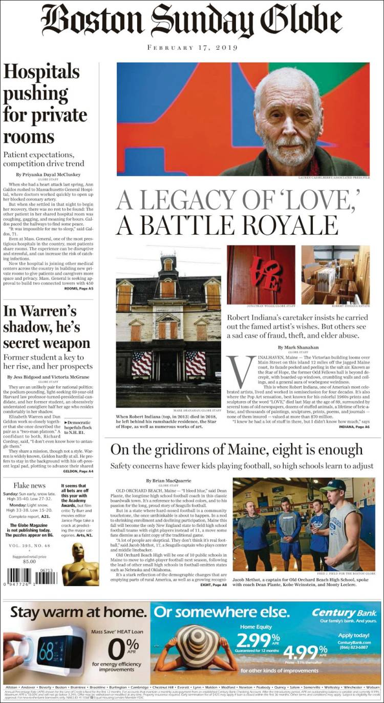 Portada de Boston Globe (USA)