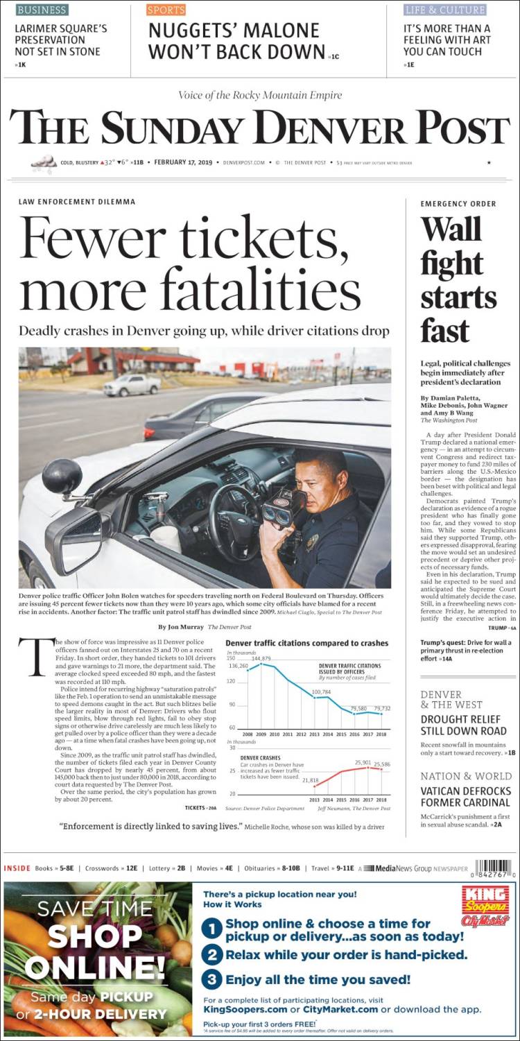 Portada de The Denver Post (USA)