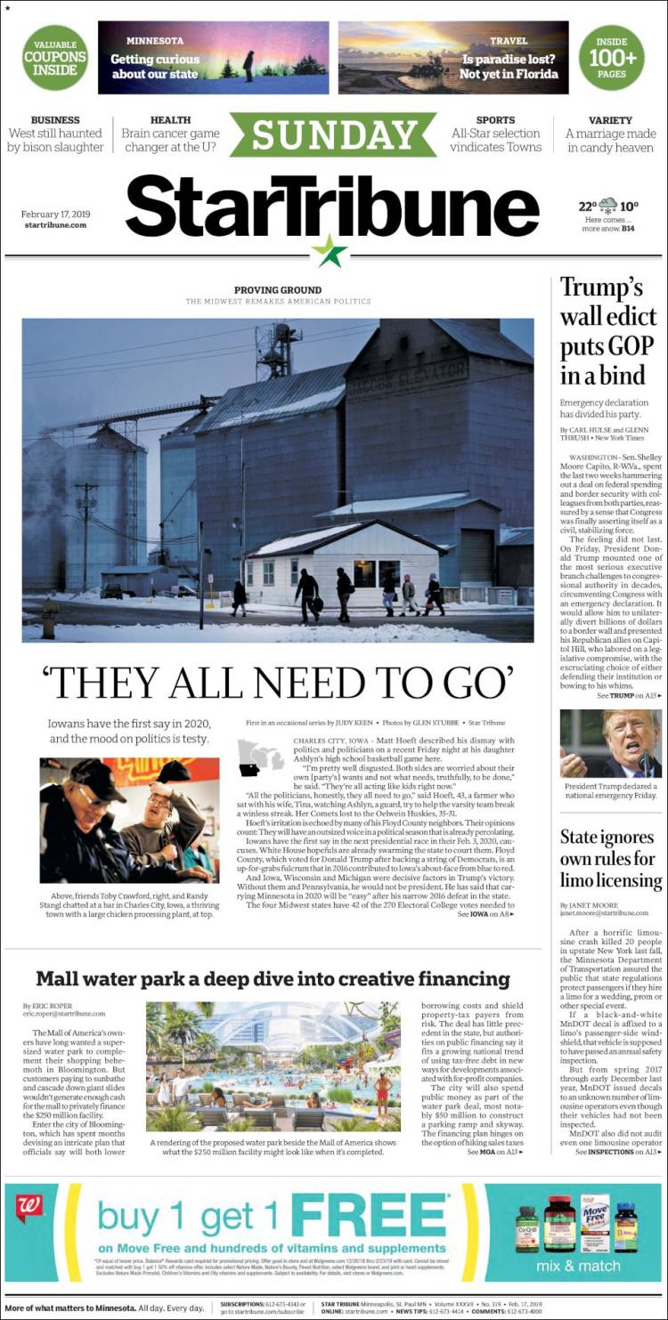 Portada de Star Tribune (USA)