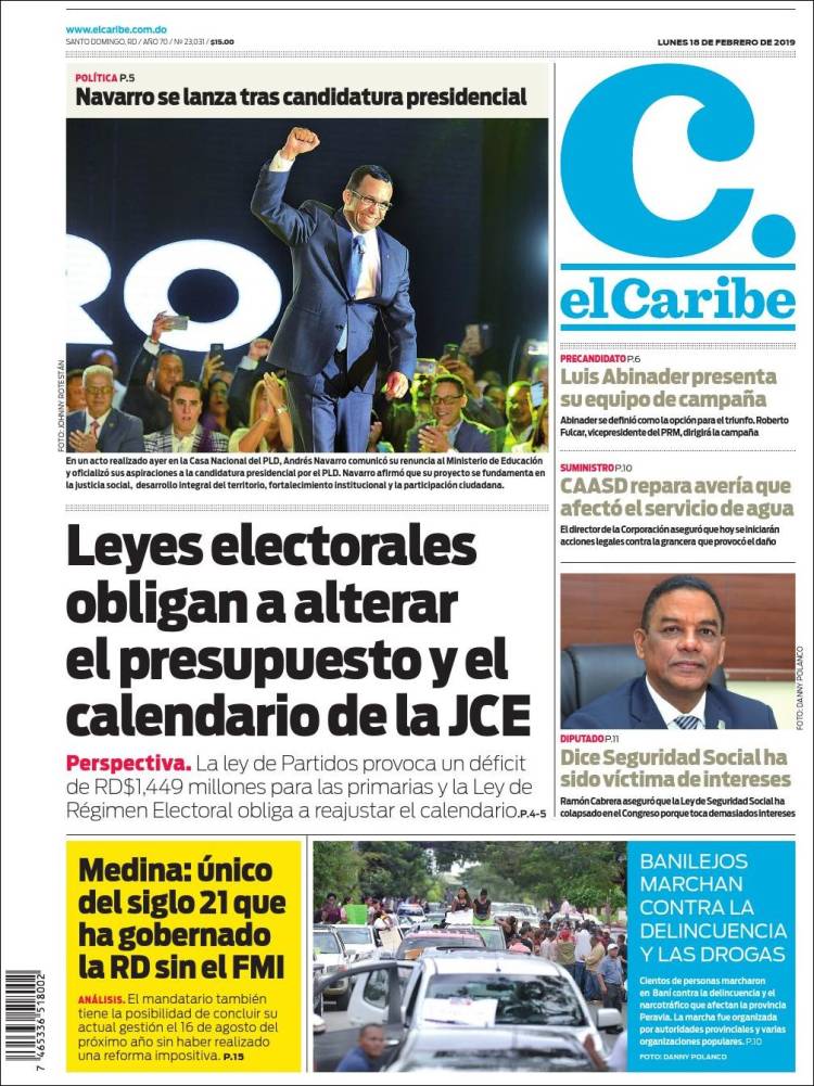 Portada de El Caribe (R. Dominicana)