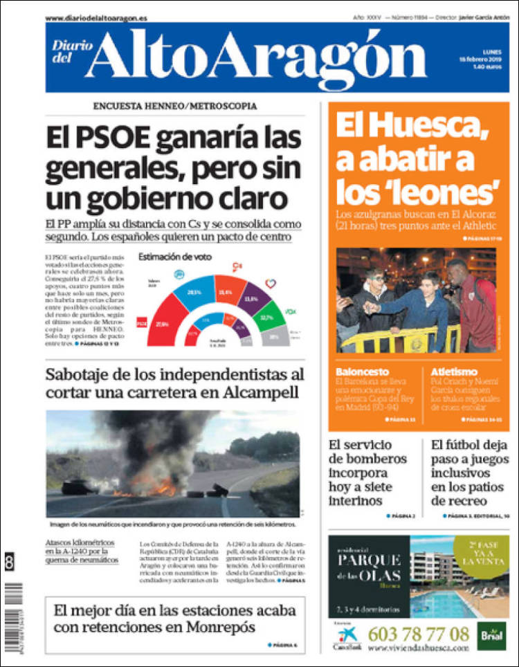 Portada de Diario del AltoAragón (España)