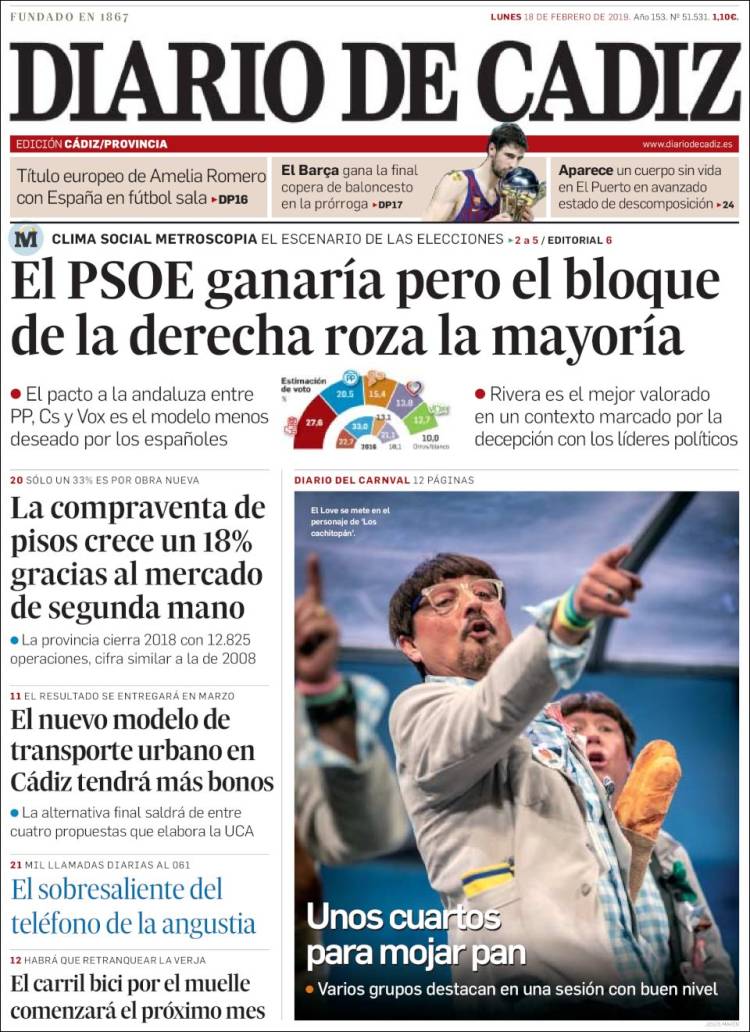 Portada de Diario de Cádiz (España)