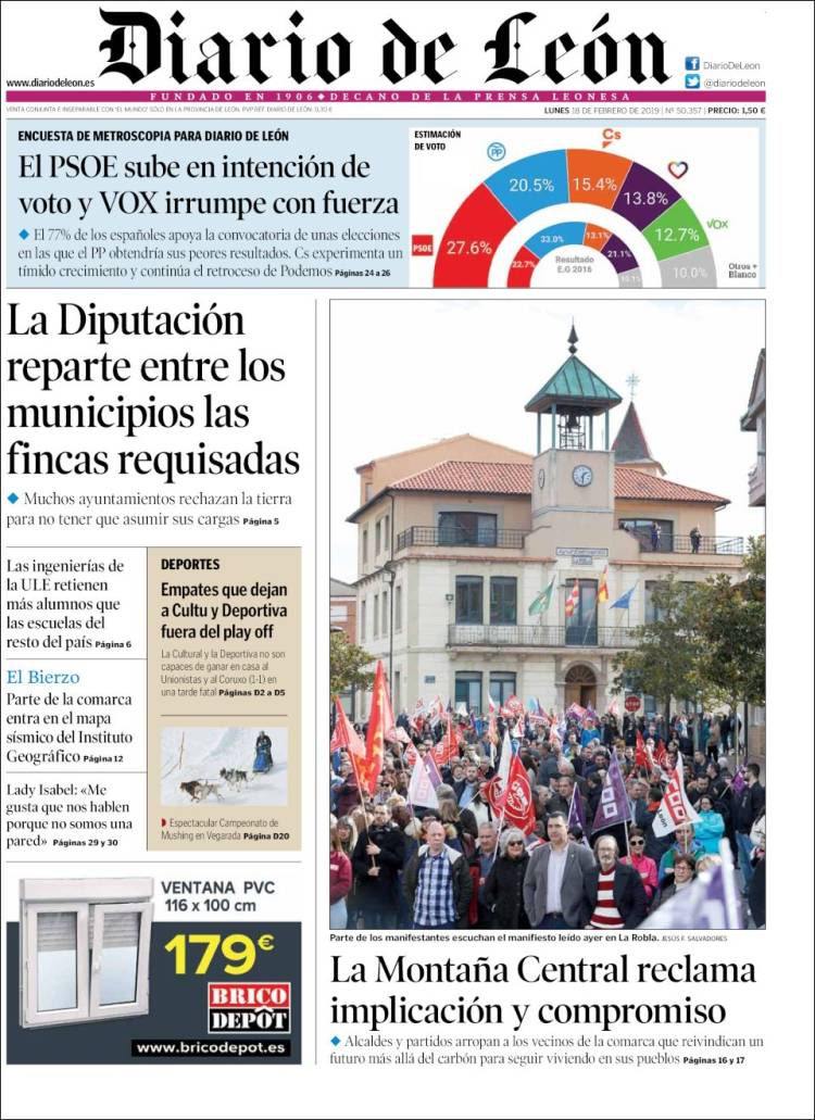 Portada de Diario de León (España)