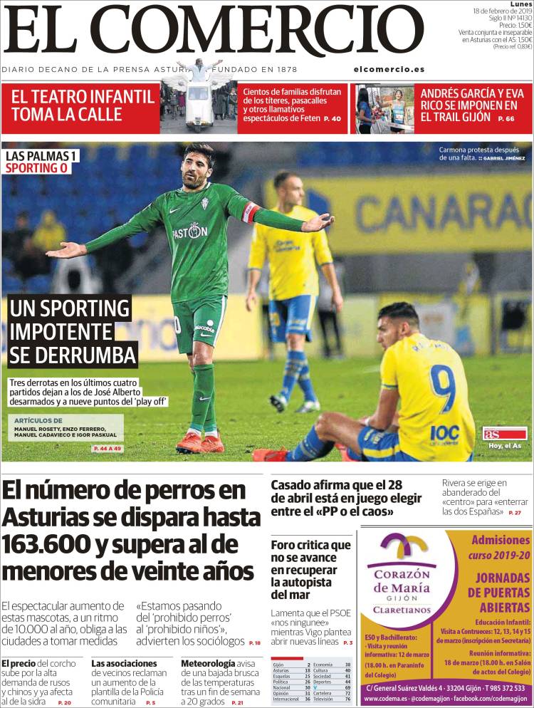 Portada de El Comercio (España)