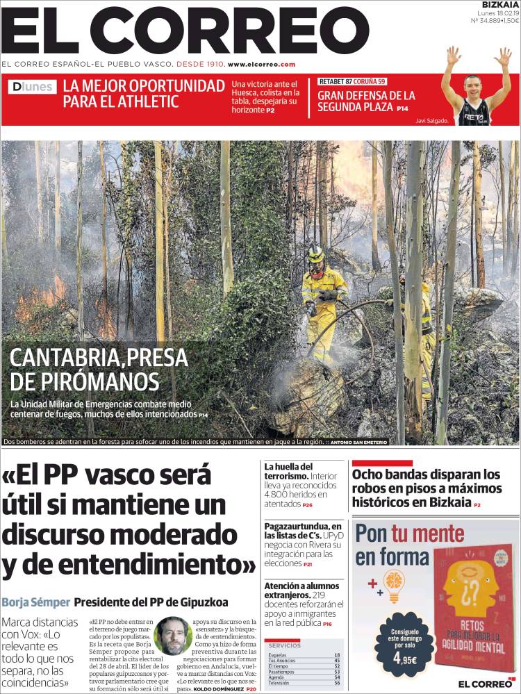 Portada de El Correo (España)