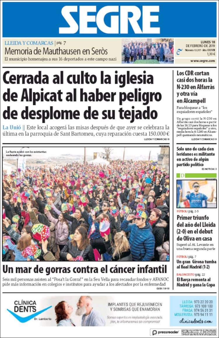 Portada de Segre  (España)