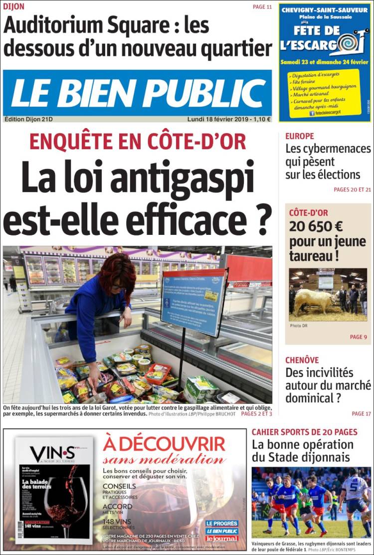 Portada de Le Bien Public (Francia)
