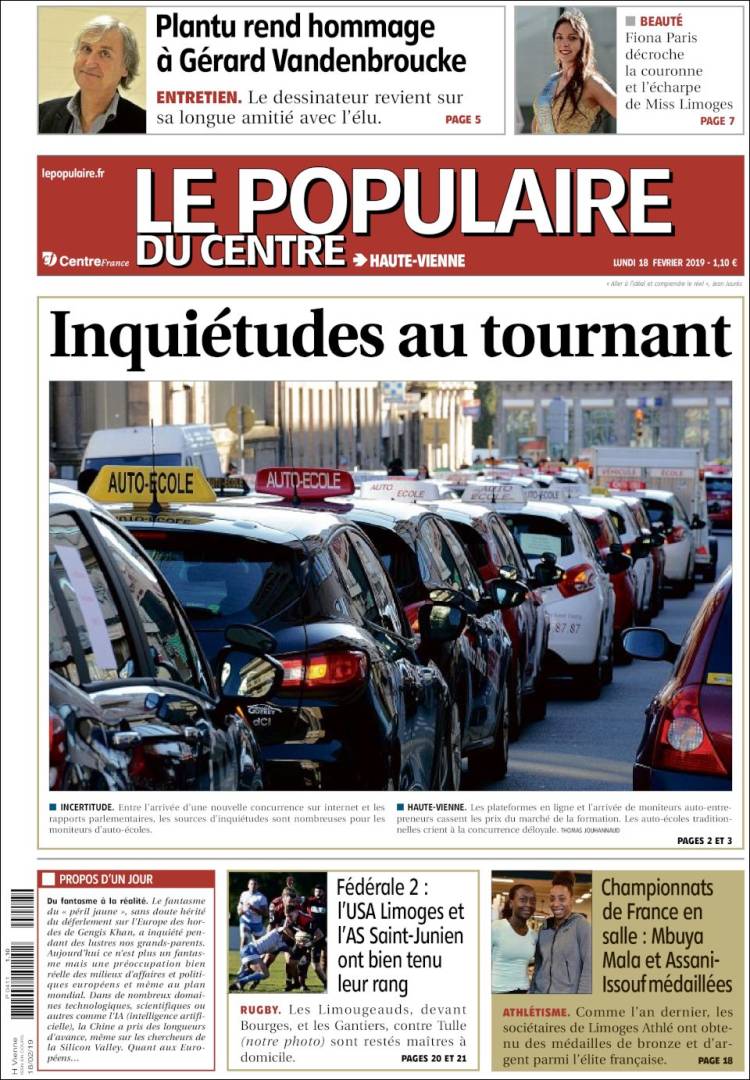 Portada de Le Populaire du Centre (Francia)