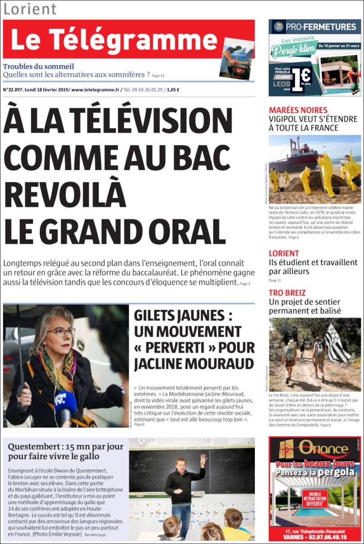 Portada de Télégramme (Francia)