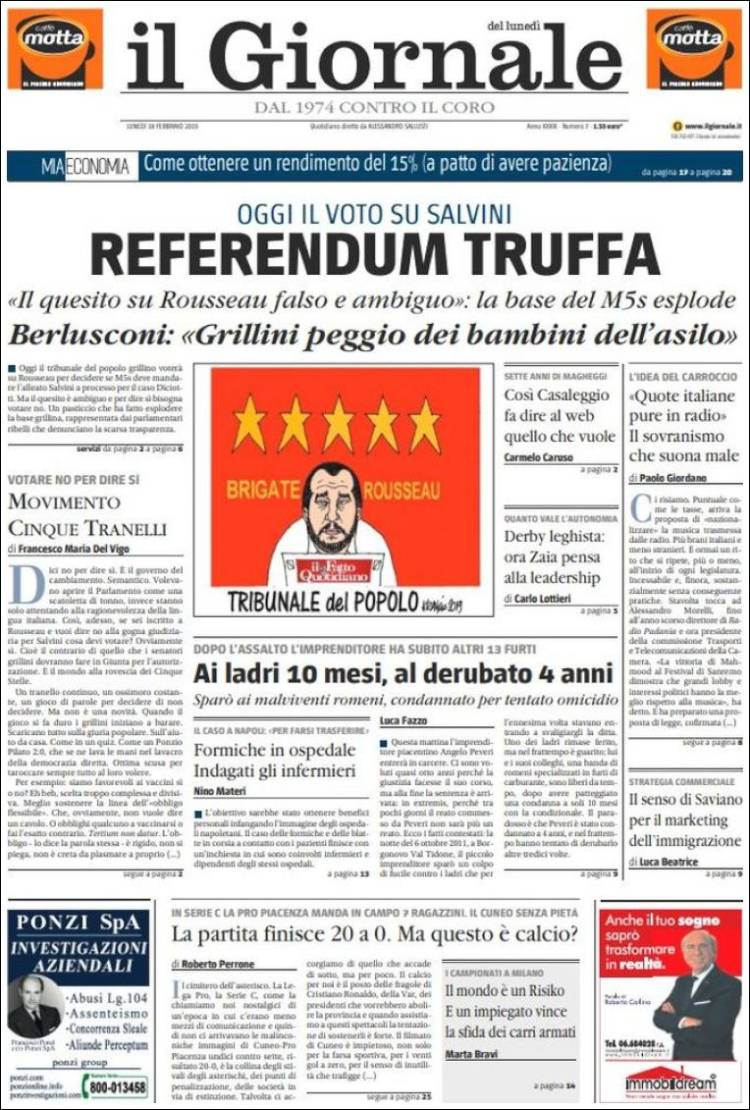 Portada de il Giornale (Italia)