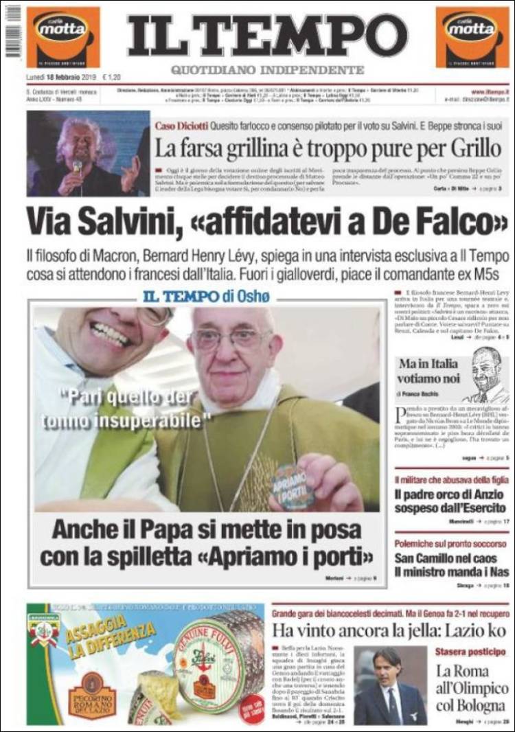 Portada de Il Tempo (Italia)