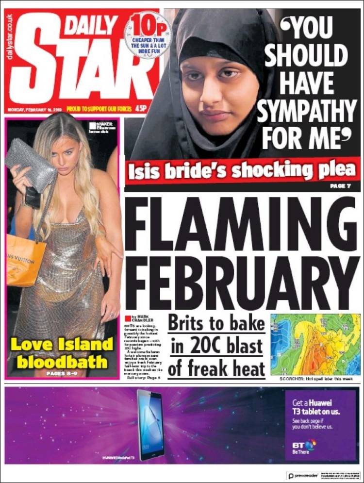 Portada de Daily Star (Reino Unido)