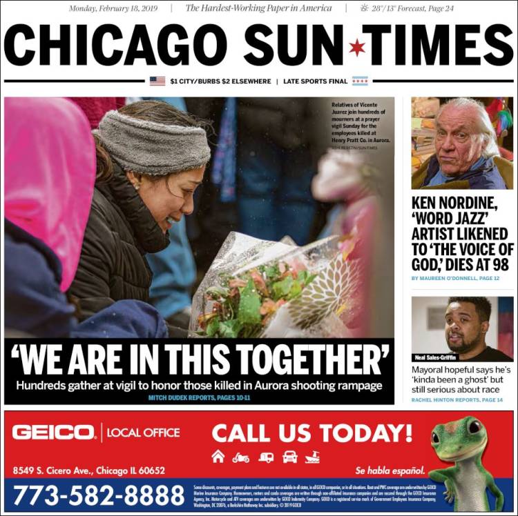 Portada de Chicago Sun-Times (USA)