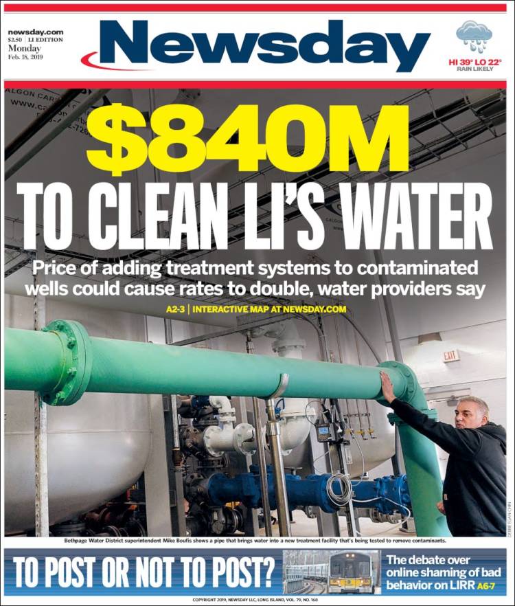 Portada de Newsday (USA)