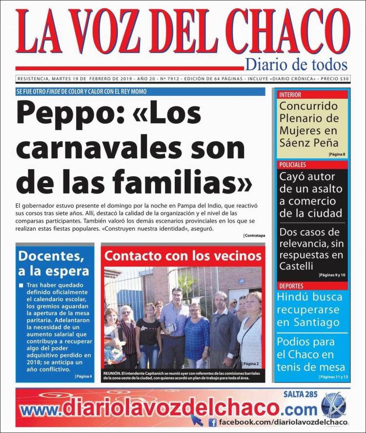 Portada de La Voz del Chaco (Argentina)