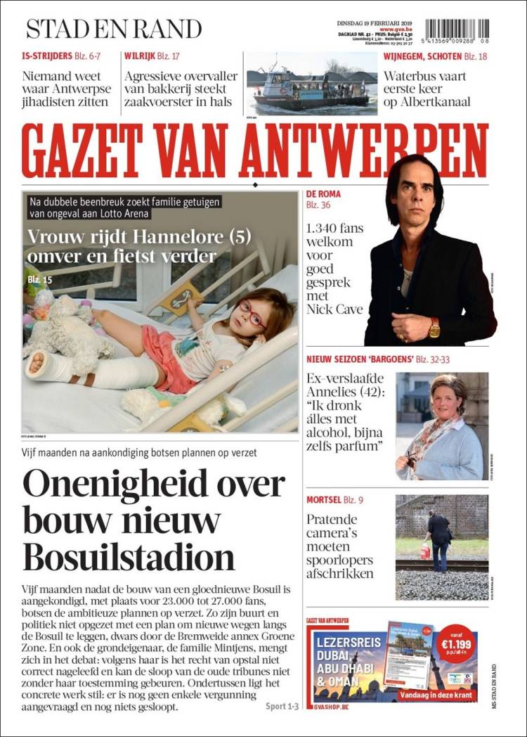 Portada de Gazet van Antwerpen (B&eacute;lgica)