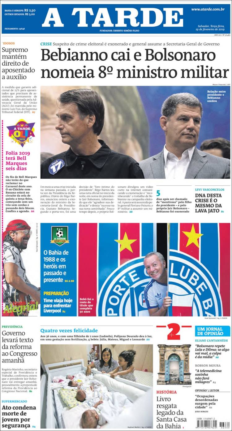 Portada de Diário A Tarde (Brasil)