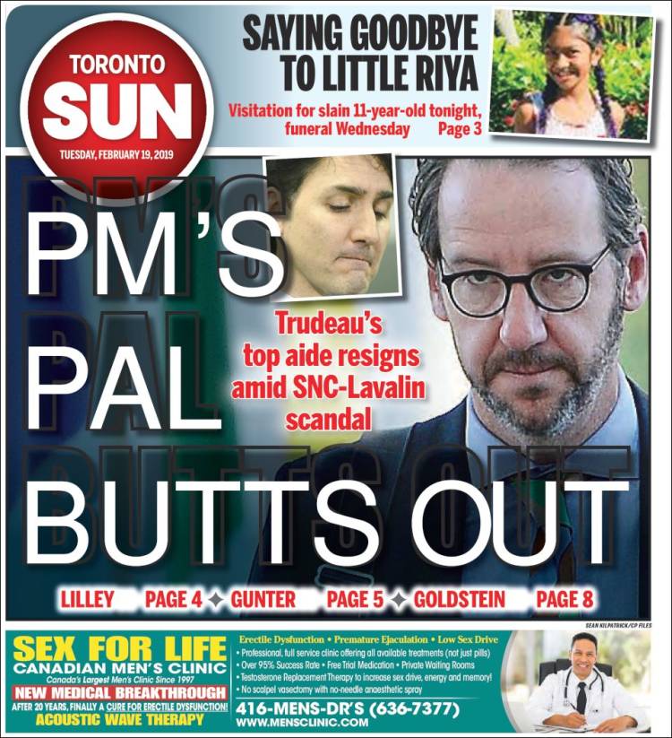 Portada de The Toronto Sun (Canadá)