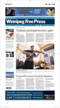 Portada de Winnipeg Free Press (Canadá)