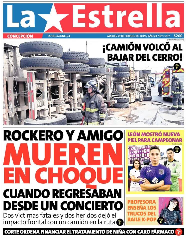 Portada de La Estrella de Concepción (Chile)