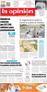 Portada de Diario La Opinion (Colombia)