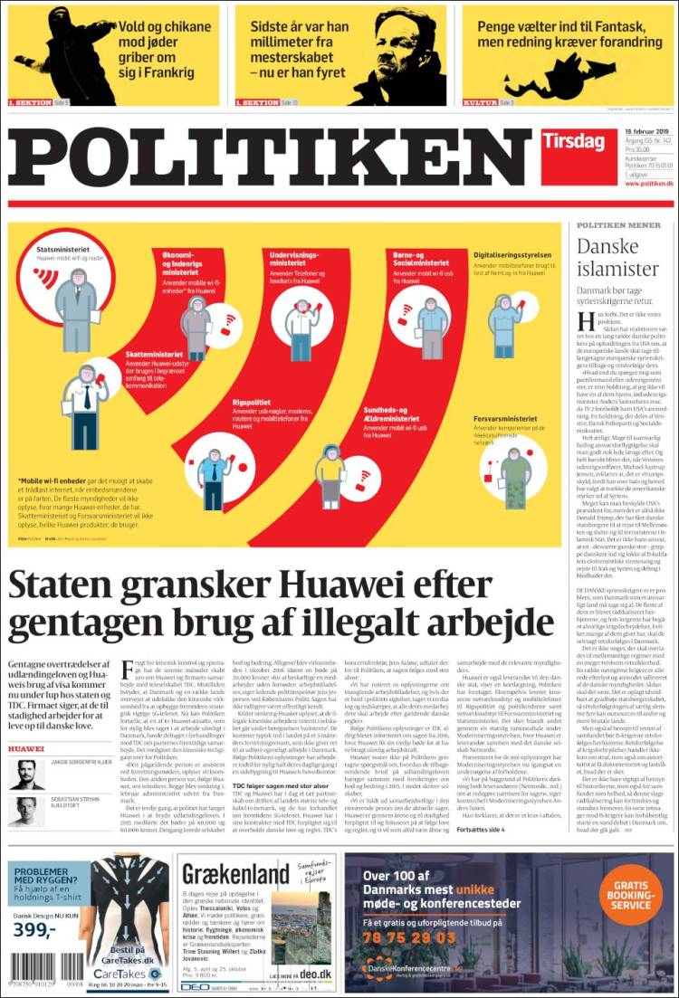 Portada de Politiken (Dinamarca)