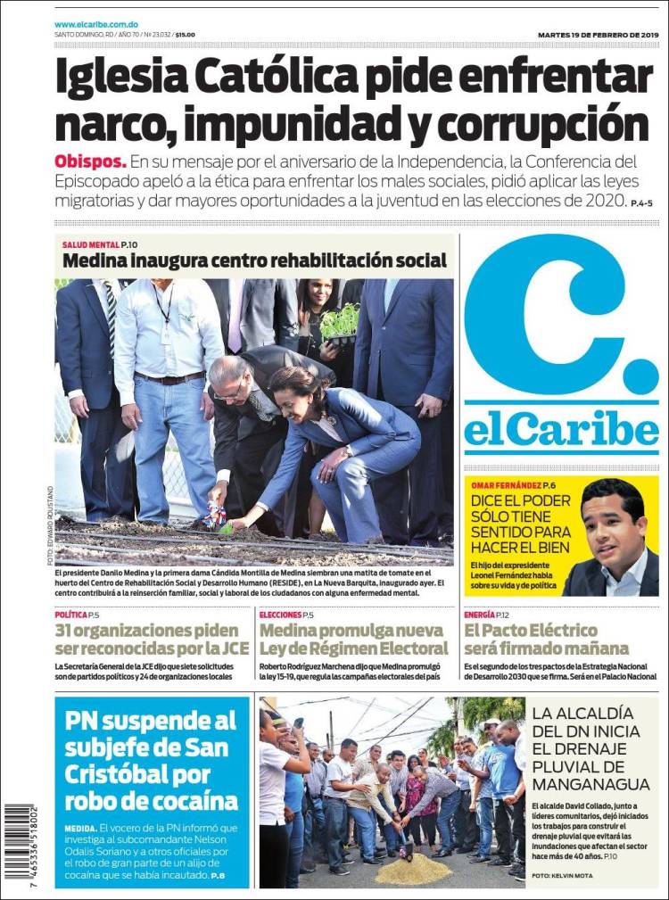 Portada de El Caribe (R. Dominicana)