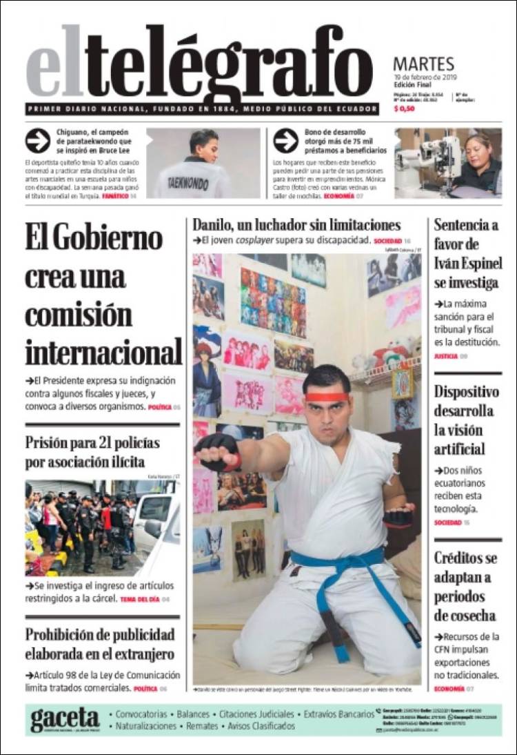 Portada de El Telégrafo (Ecuador)
