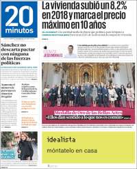 Portada de 20 Minutos - Barcelona (España)