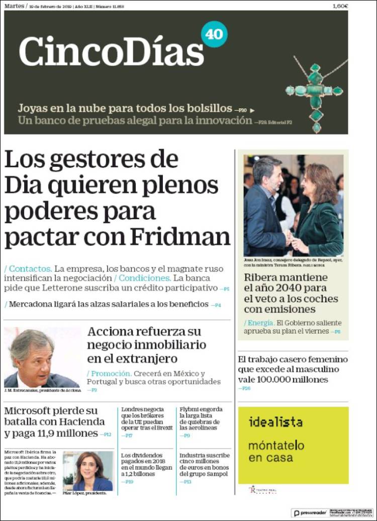 Portada de Cinco Días (Espa&ntilde;a)