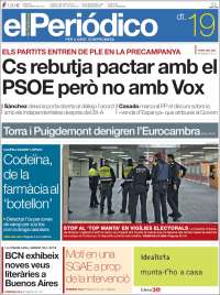 Portada de El Periódico de Catalunya (España)