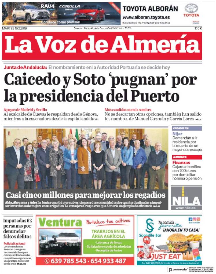 Portada de La Voz de Almería (España)