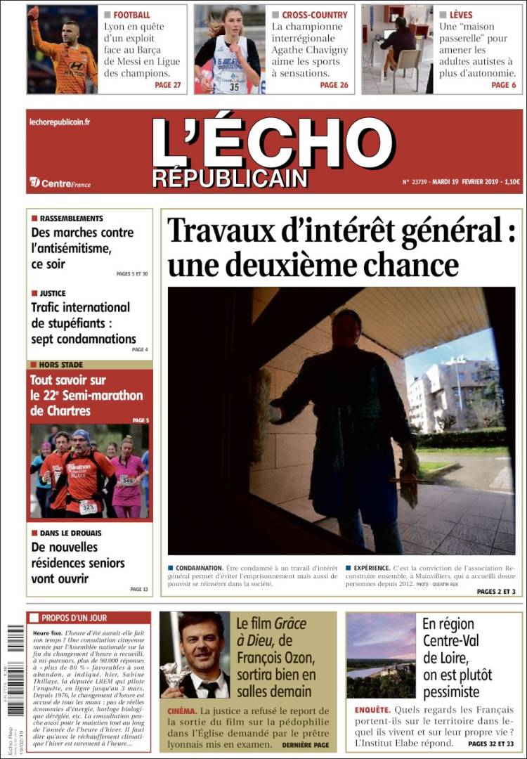 Portada de L'Echo Républicain (Francia)