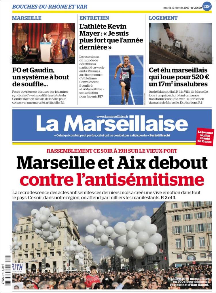 Portada de La Marseillaise (Francia)