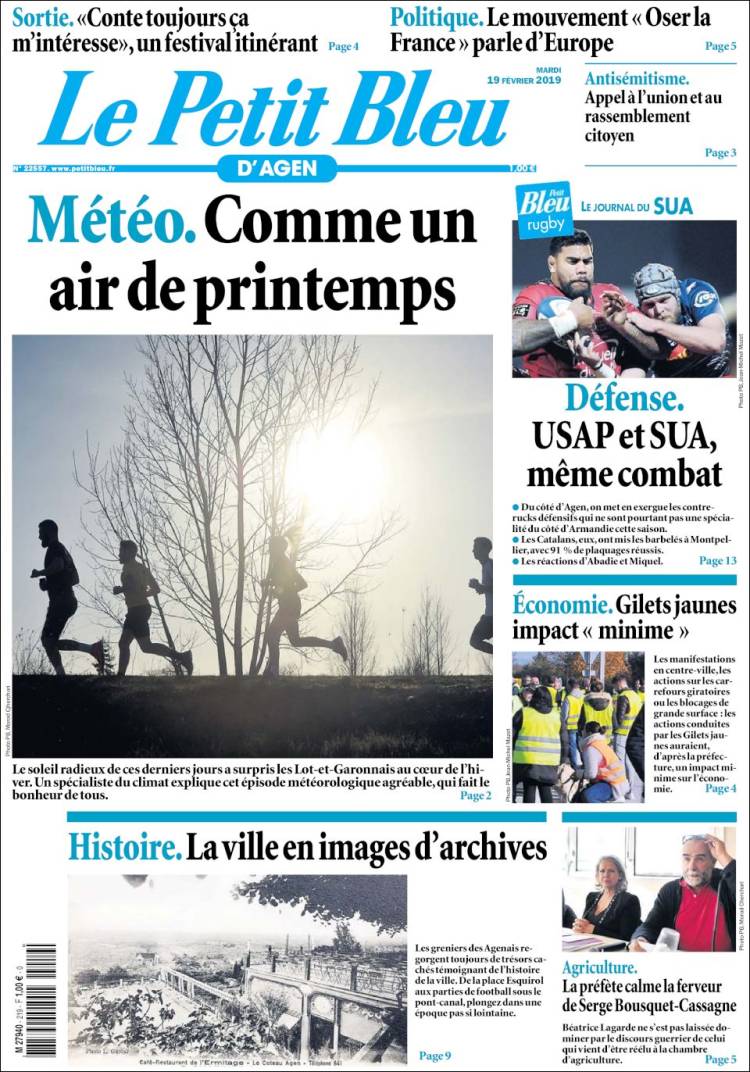 Portada de Le Petit Bleu (Francia)