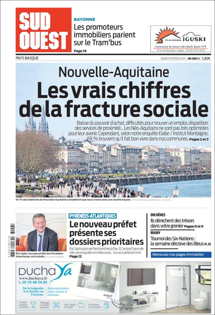 Portada de Sud Ouest (Francia)