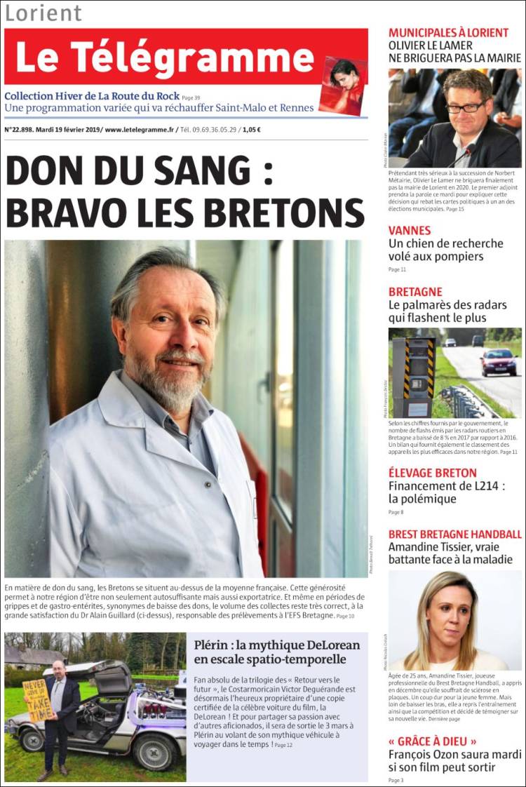 Portada de Télégramme (Francia)