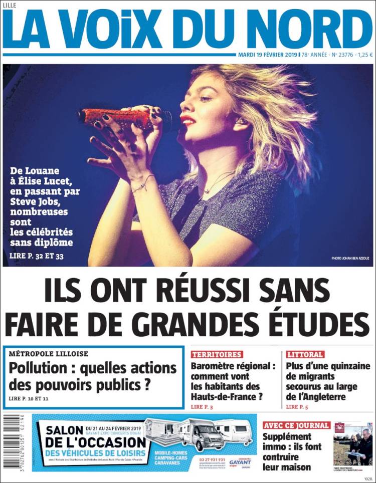 Portada de La Voix du Nord (Francia)