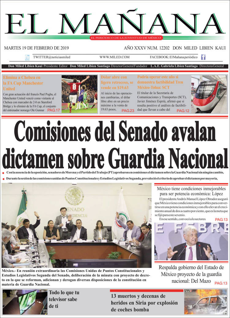 Portada de El Mañana de Toluca (México)