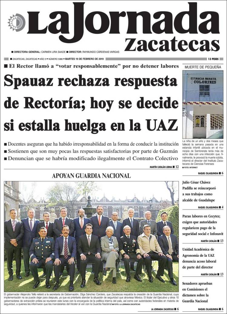 Portada de Jornada de Zacatecas (México)