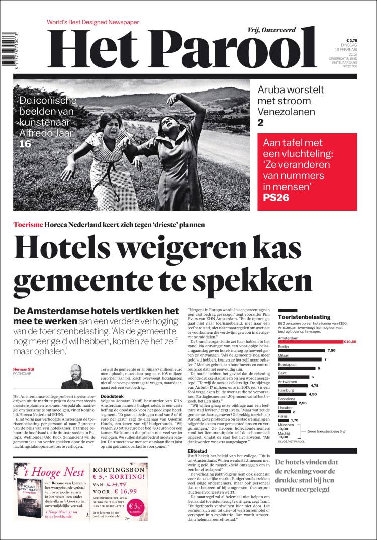 Portada de Het Parool (Pa&iacute;ses Bajos)