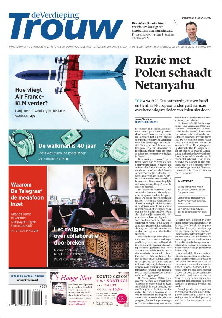 Portada de Trouw (Pa&iacute;ses Bajos)