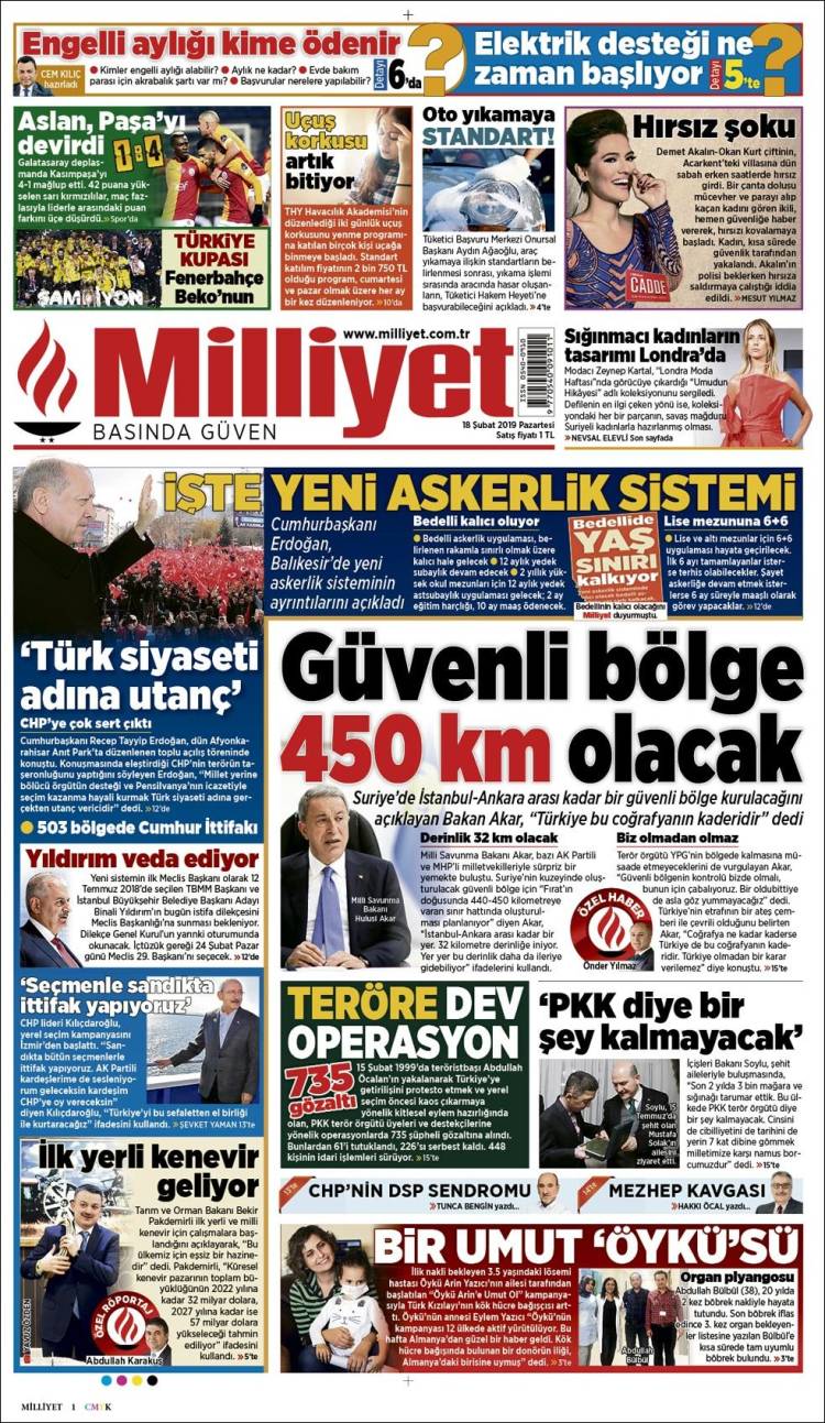 Portada de Milliyet (Turqu&iacute;a)
