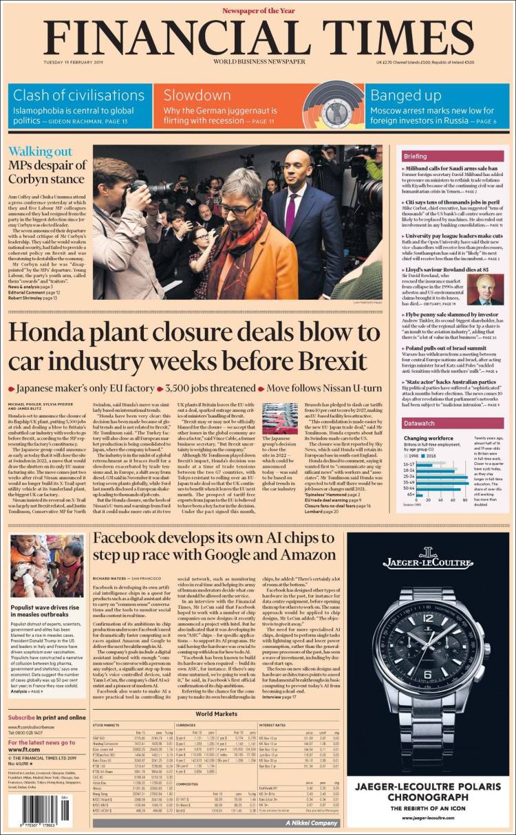 Portada de Financial Times (Reino Unido)