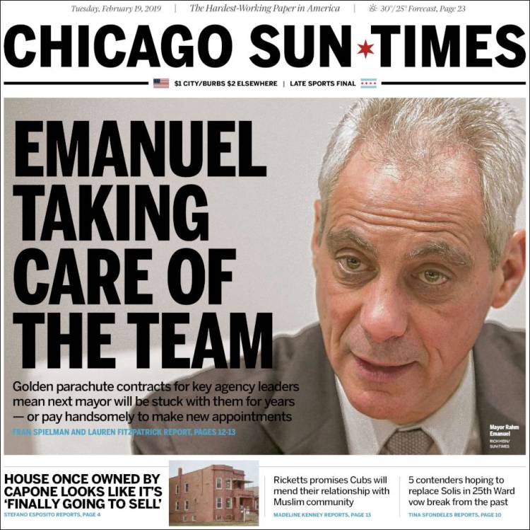 Portada de Chicago Sun-Times (USA)