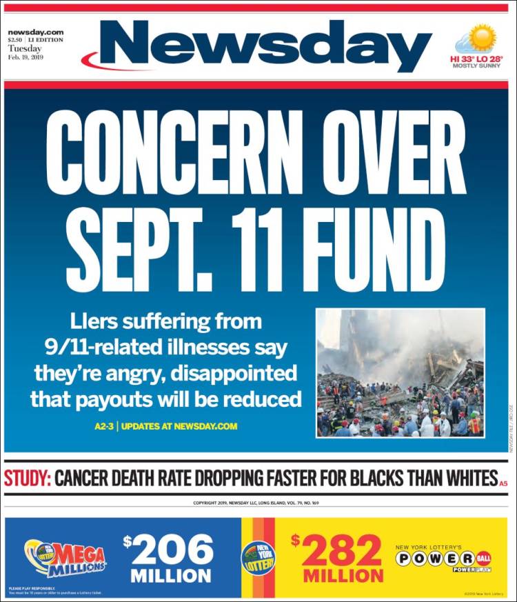 Portada de Newsday (USA)