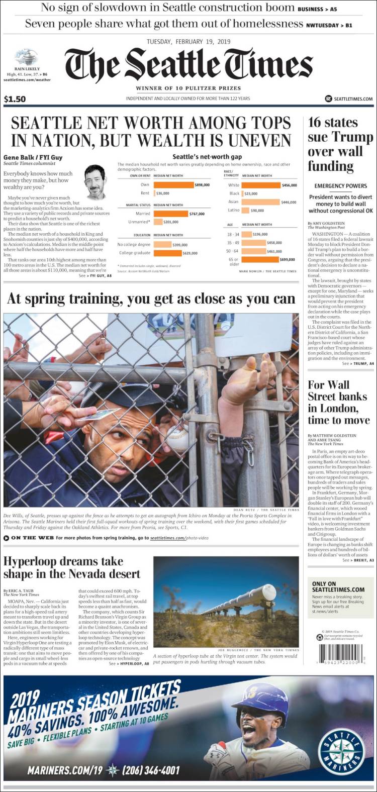 Portada de Seattle Times (USA)