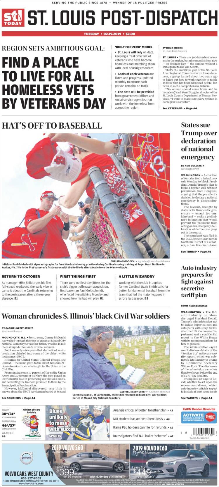 Portada de St. Louis Post-Dispatch (USA)